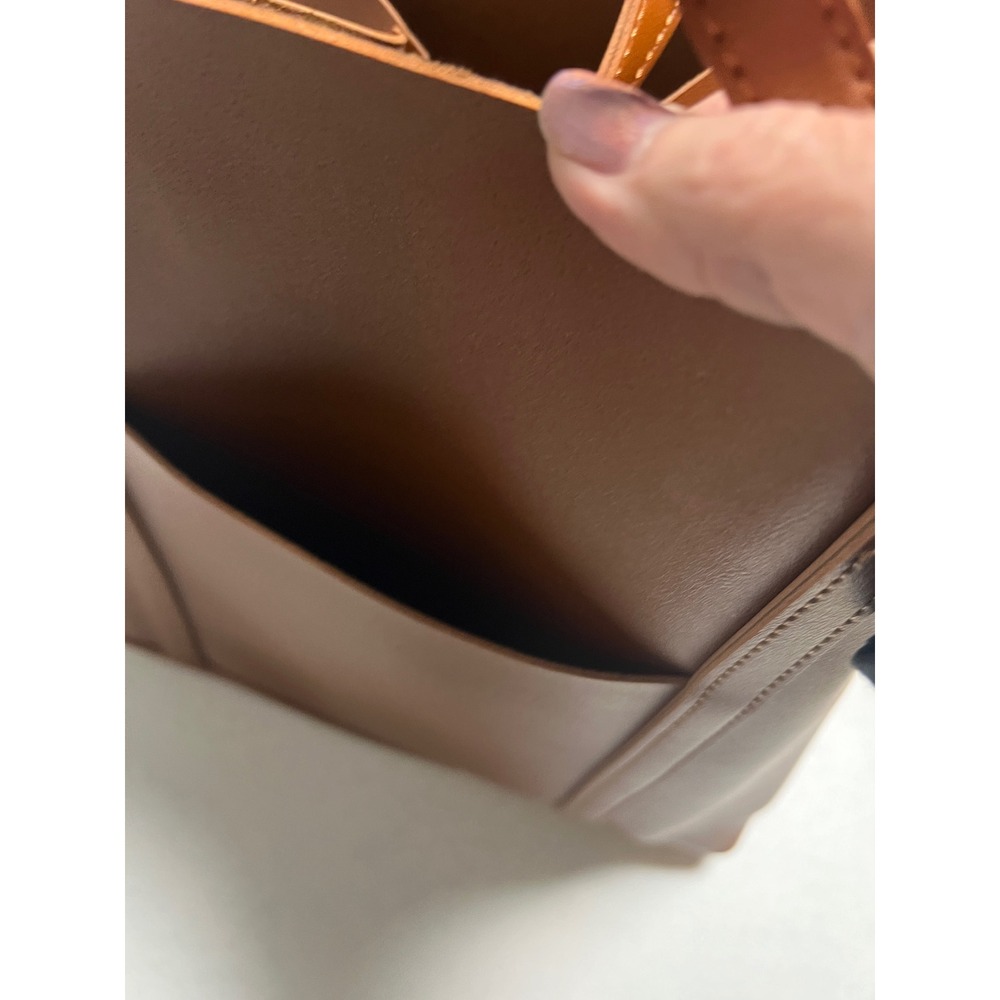 Henny + Lev Vegan Leather Tote Bag Brown Minimalist Shoulder Bag NWT Medium - Picture 13 of 15